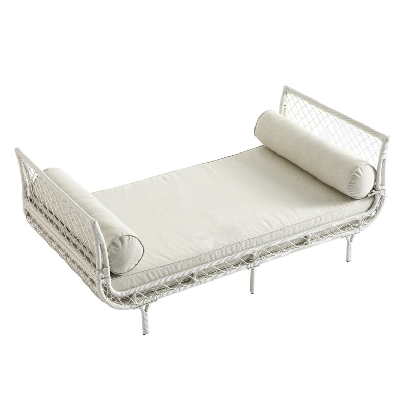Willowbrook Lattice Weave Rattan Daybed, White - Image 13