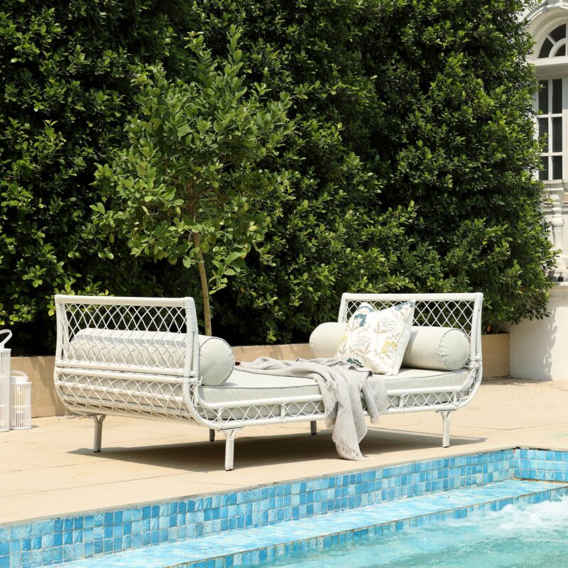 Willowbrook Lattice Weave Rattan Daybed, White - Image 2