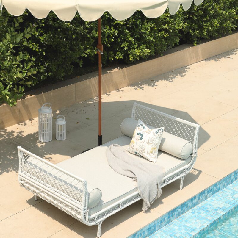 Willowbrook Lattice Weave Rattan Daybed, White - Image 5