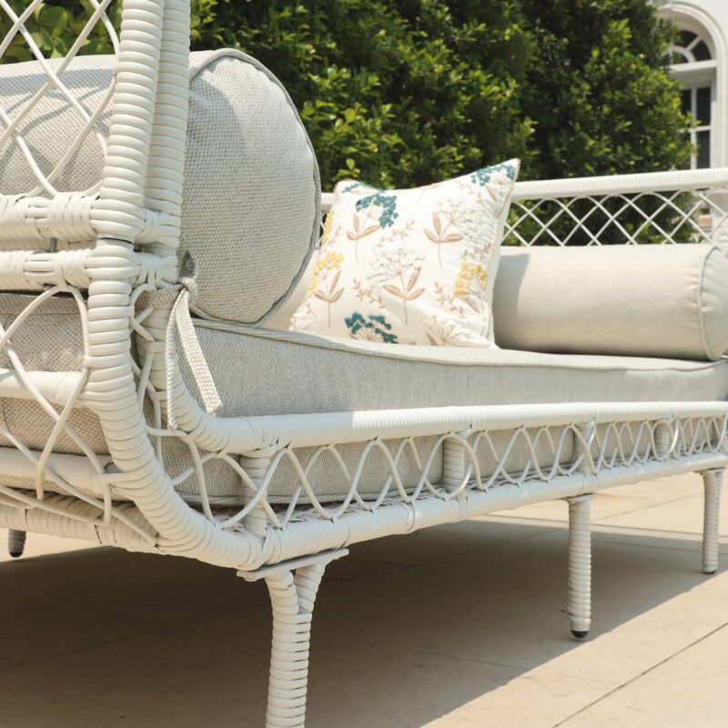Willowbrook Lattice Weave Rattan Daybed, White - Image 7