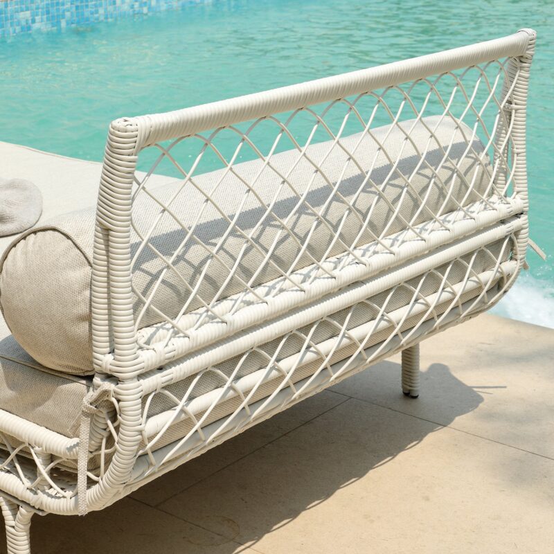 Willowbrook Lattice Weave Rattan Daybed, White - Image 8