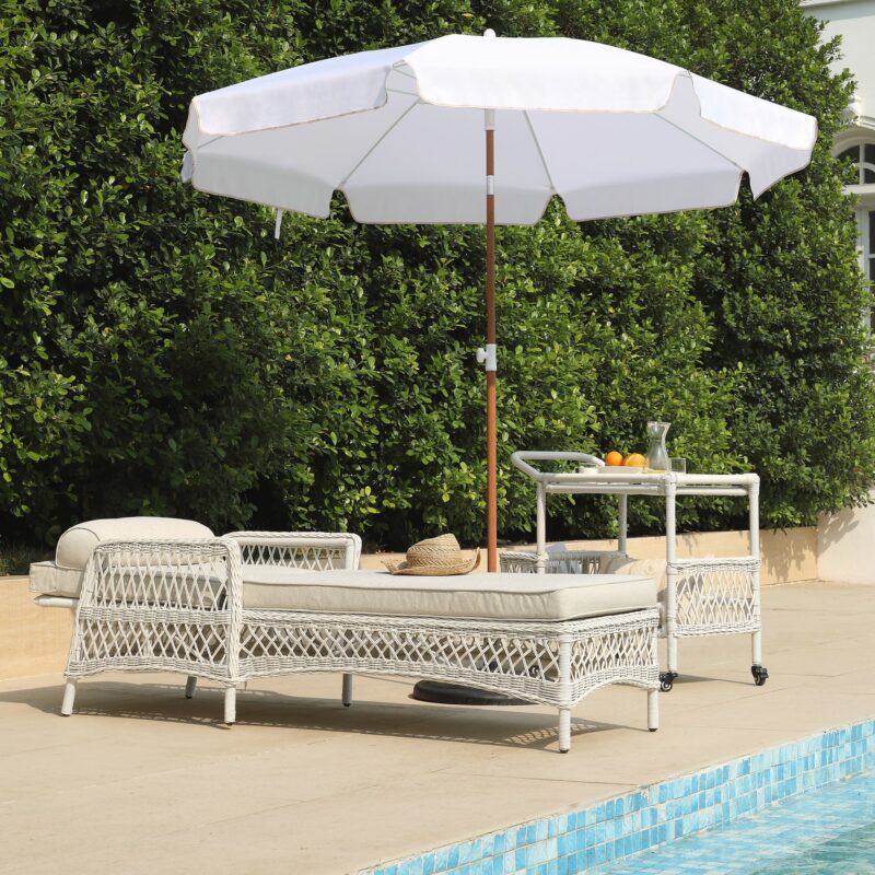 Willowbrook Lattice Weave Rattan Sun Lounger, White - Image 2