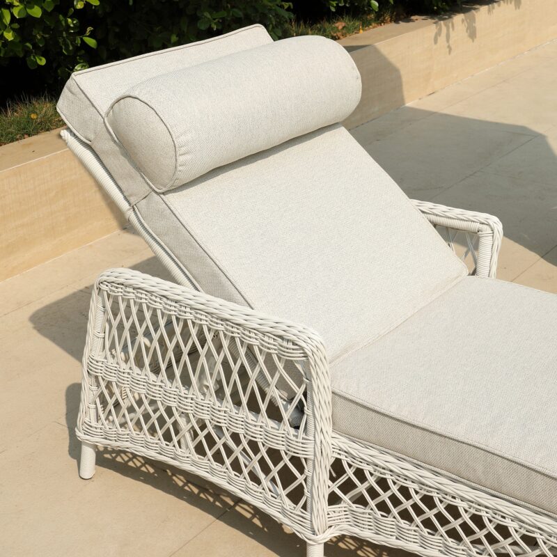 Willowbrook Lattice Weave Rattan Sun Lounger, White - Image 5