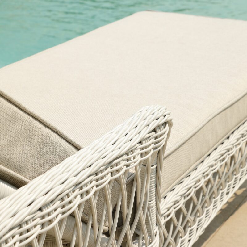 Willowbrook Lattice Weave Rattan Sun Lounger, White - Image 7