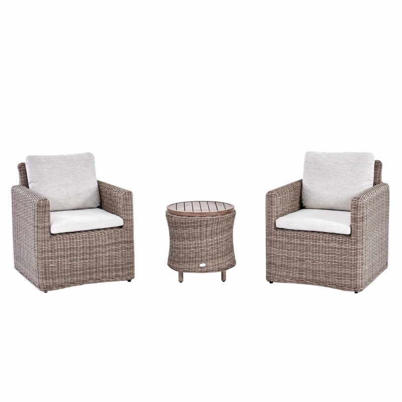 Bellagio Round Wicker Bistro Set with Rising Side Table, Natural - Image 7