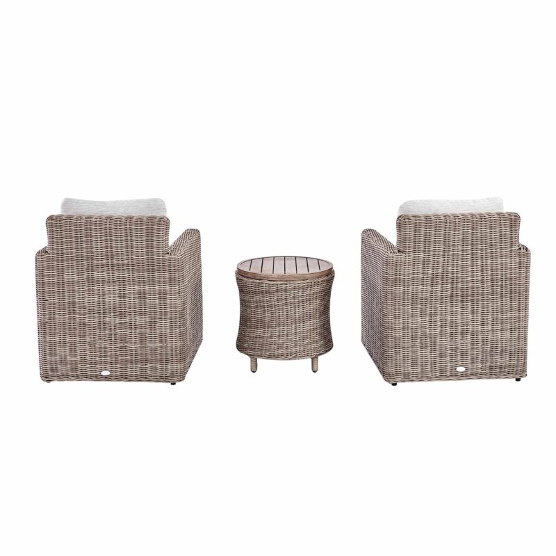 Bellagio Round Wicker Bistro Set with Rising Side Table, Natural - Image 10