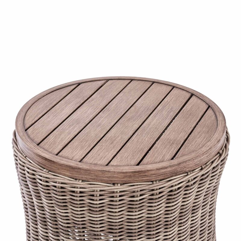 Bellagio Round Wicker Bistro Set with Rising Side Table, Natural - Image 13