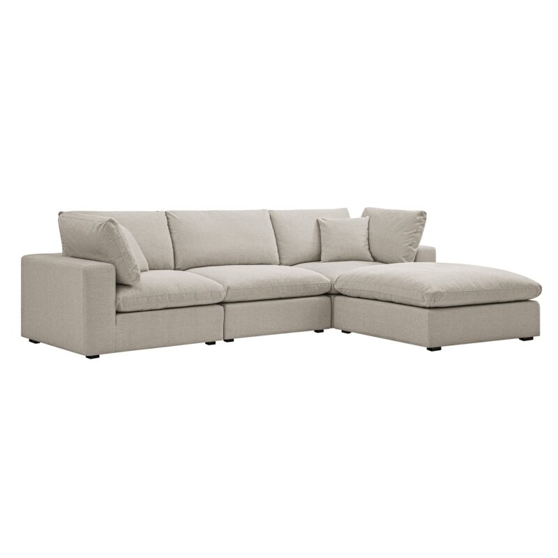 Lutyens Oatmeal Weave Fabric Modular Sofa, 3-Piece Chaise - Image 3