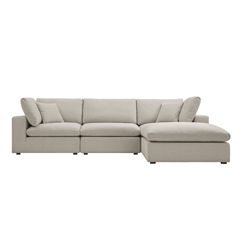 Lutyens Oatmeal Weave Fabric Modular Sofa, 3-Piece Chaise - Image 4