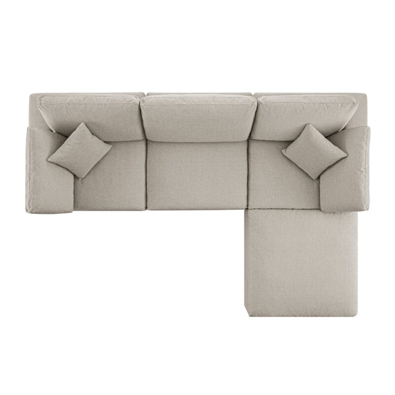 Lutyens Oatmeal Weave Fabric Modular Sofa, 3-Piece Chaise - Image 7