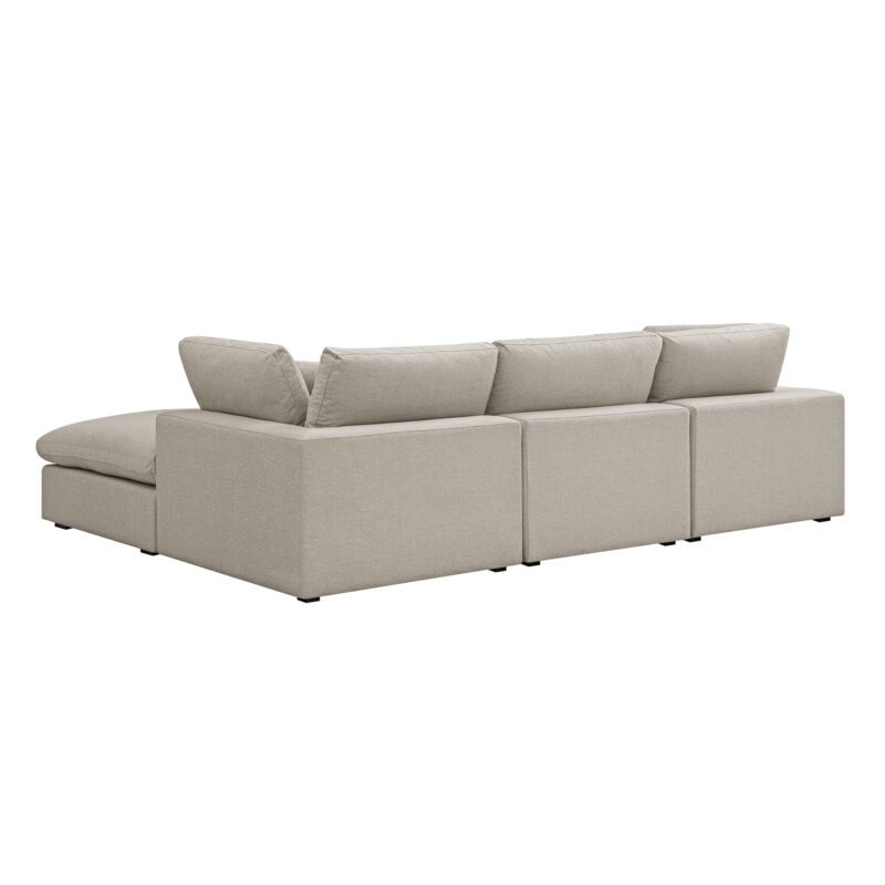Lutyens Oatmeal Weave Fabric Modular Sofa, 3-Piece Chaise - Image 9