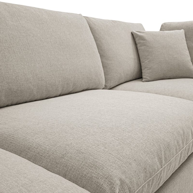 Lutyens Oatmeal Weave Fabric Modular Sofa, 3-Piece Chaise - Image 10
