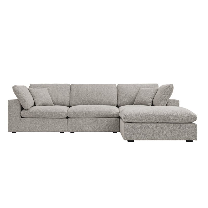 Lutyens Taupe Boucle Modular Sofa, 3-Piece Chaise - Image 2
