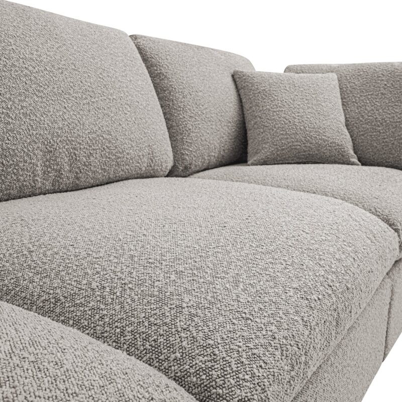 Lutyens Taupe Boucle Modular Sofa, 3-Piece Chaise - Image 8