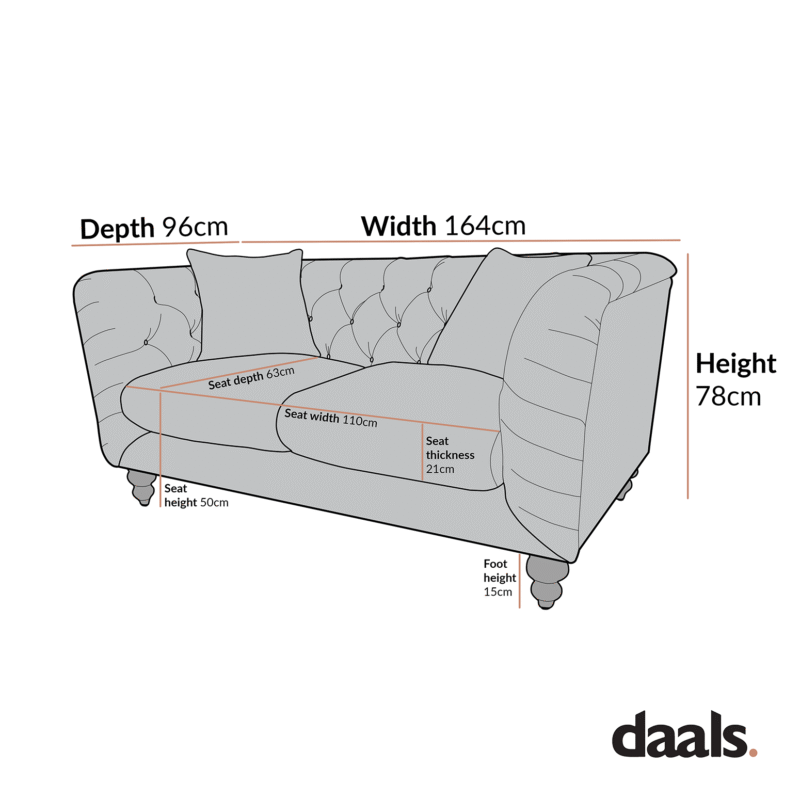 Ashby Chesterfield 2-Seater Sofa, Oatmeal Chenille - Image 9
