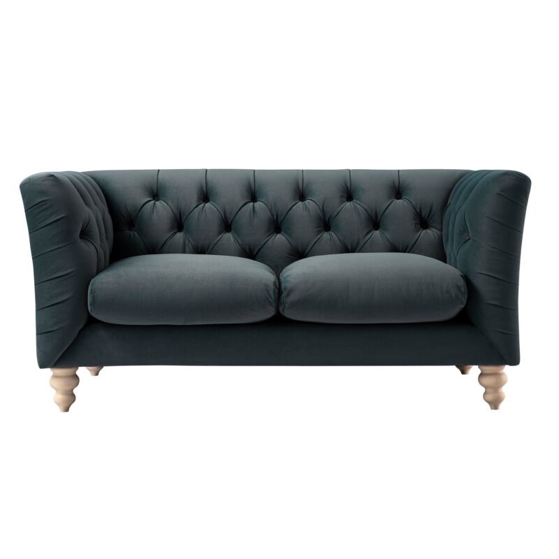 Ashby Chesterfield 2-Seater Sofa, Aegean Blue Velvet - Image 4