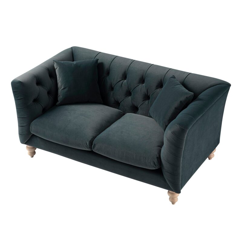 Ashby Chesterfield 2-Seater Sofa, Aegean Blue Velvet - Image 5