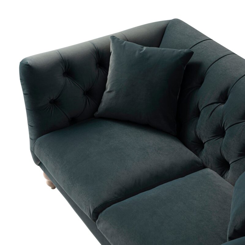 Ashby Chesterfield 2-Seater Sofa, Aegean Blue Velvet - Image 9