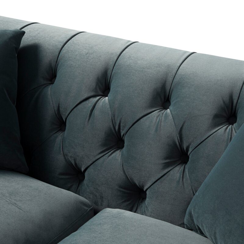 Ashby Chesterfield 2-Seater Sofa, Aegean Blue Velvet - Image 10