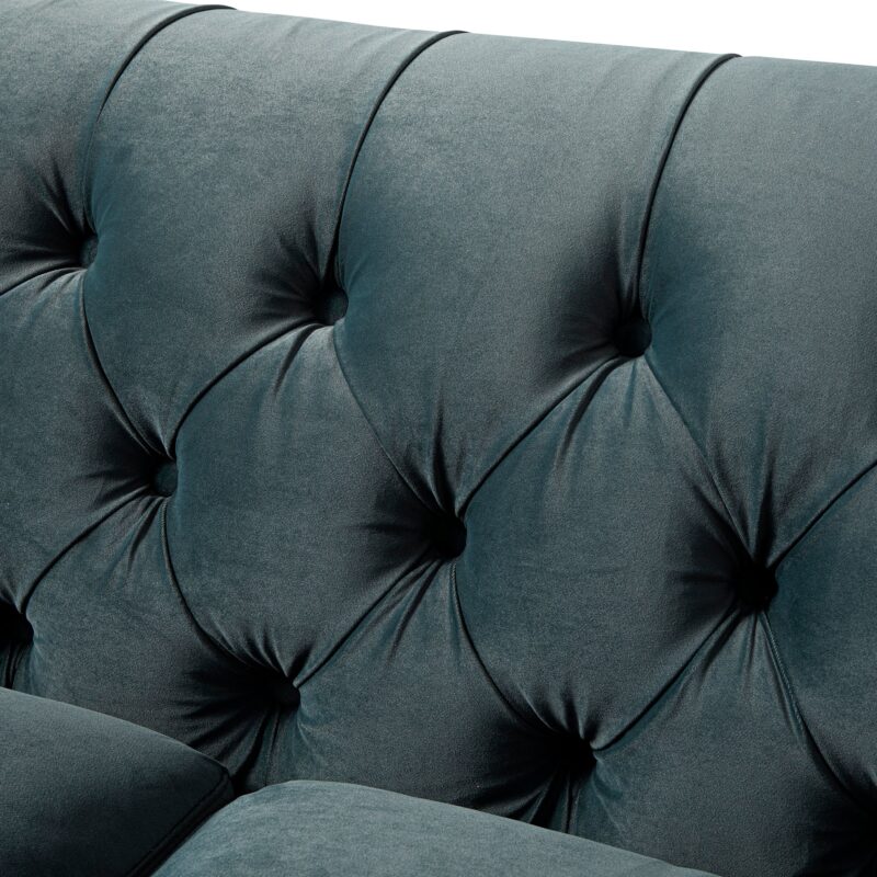 Ashby Chesterfield Large 3-Seater Sofa, Aegean Blue Velvet - Image 10