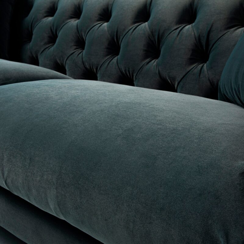 Ashby Chesterfield Large 3-Seater Sofa, Aegean Blue Velvet - Image 11