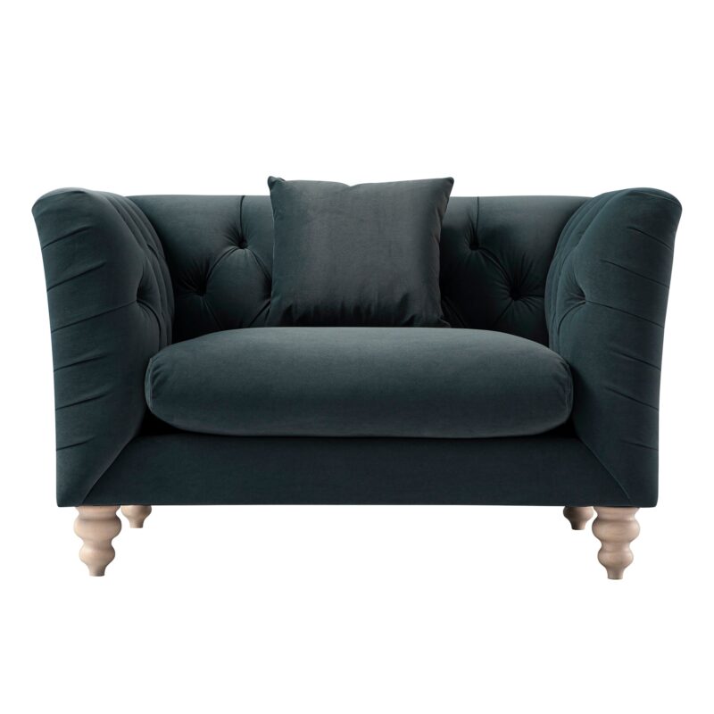 Ashby Chesterfield Loveseat, Aegean Blue Velvet - Image 7