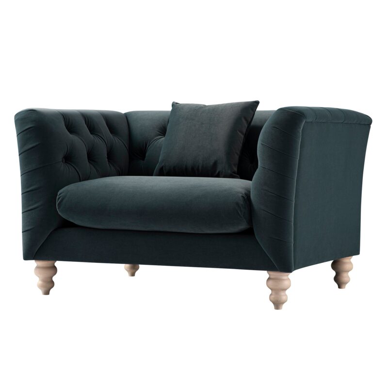 Ashby Chesterfield Loveseat, Aegean Blue Velvet - Image 8