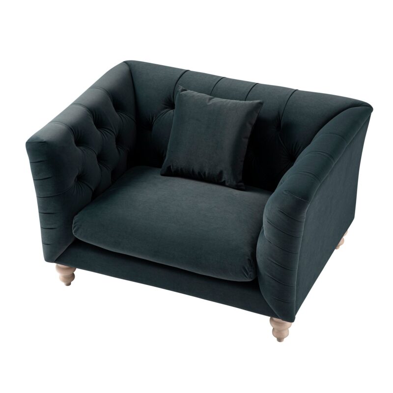 Ashby Chesterfield Loveseat, Aegean Blue Velvet - Image 11