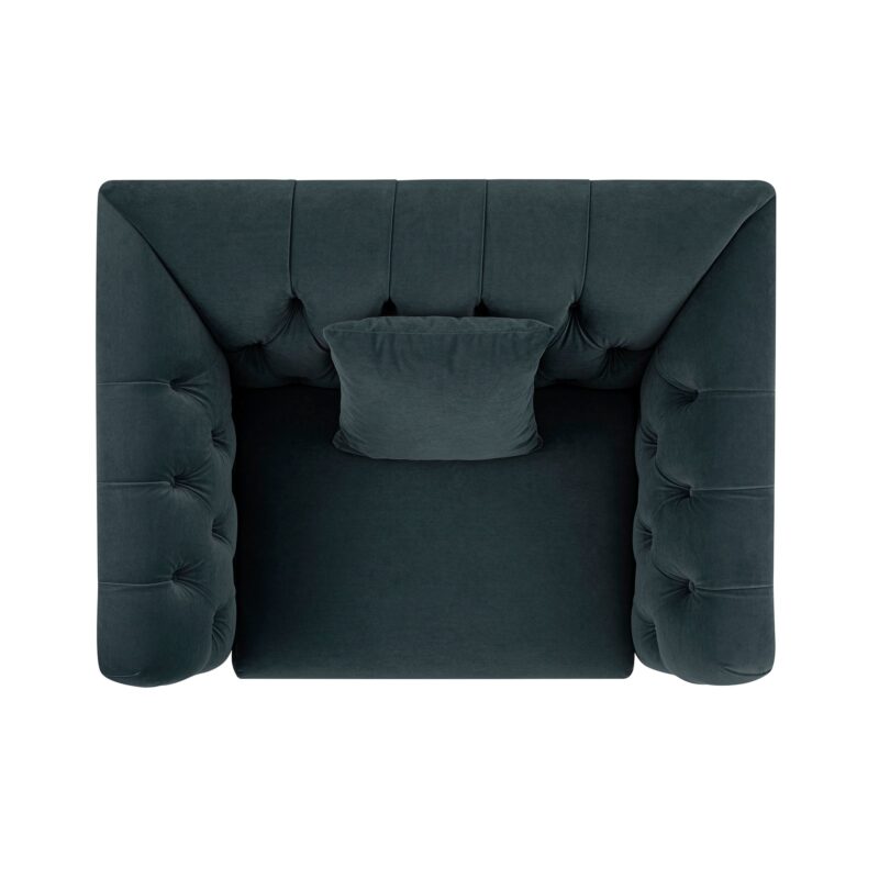 Ashby Chesterfield Loveseat, Aegean Blue Velvet - Image 12