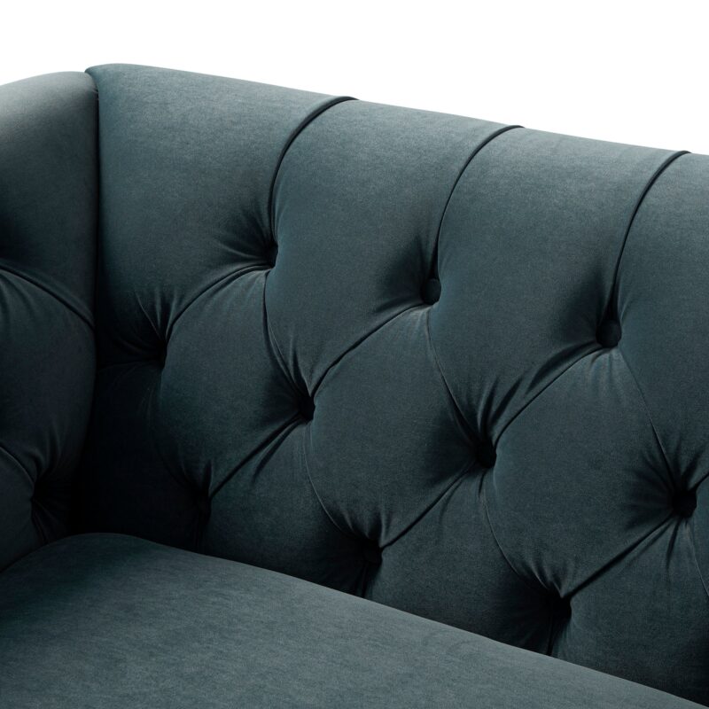Ashby Chesterfield Loveseat, Aegean Blue Velvet - Image 16