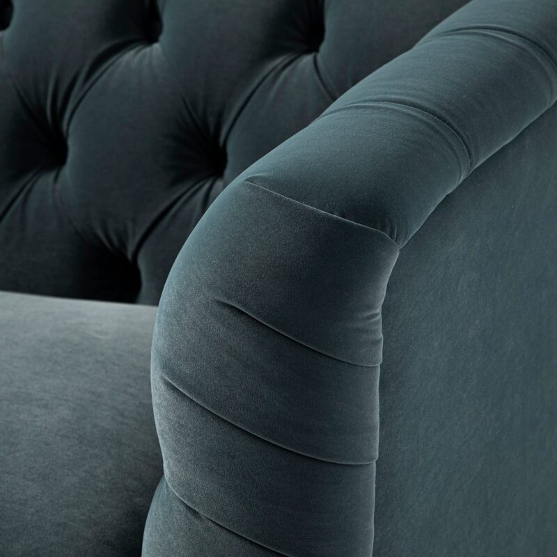 Ashby Chesterfield Loveseat, Aegean Blue Velvet - Image 18