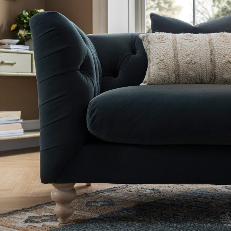 Ashby Chesterfield Loveseat, Aegean Blue Velvet - Image 4