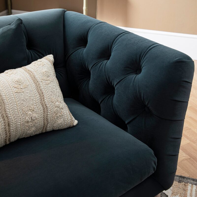 Ashby Chesterfield Loveseat, Aegean Blue Velvet - Image 5