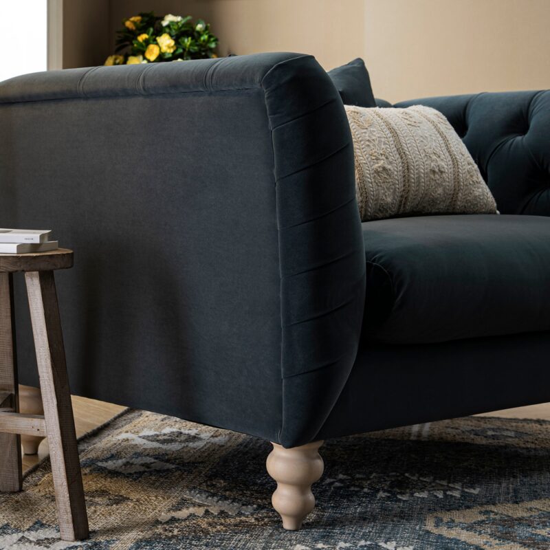 Ashby Chesterfield Loveseat, Aegean Blue Velvet - Image 6