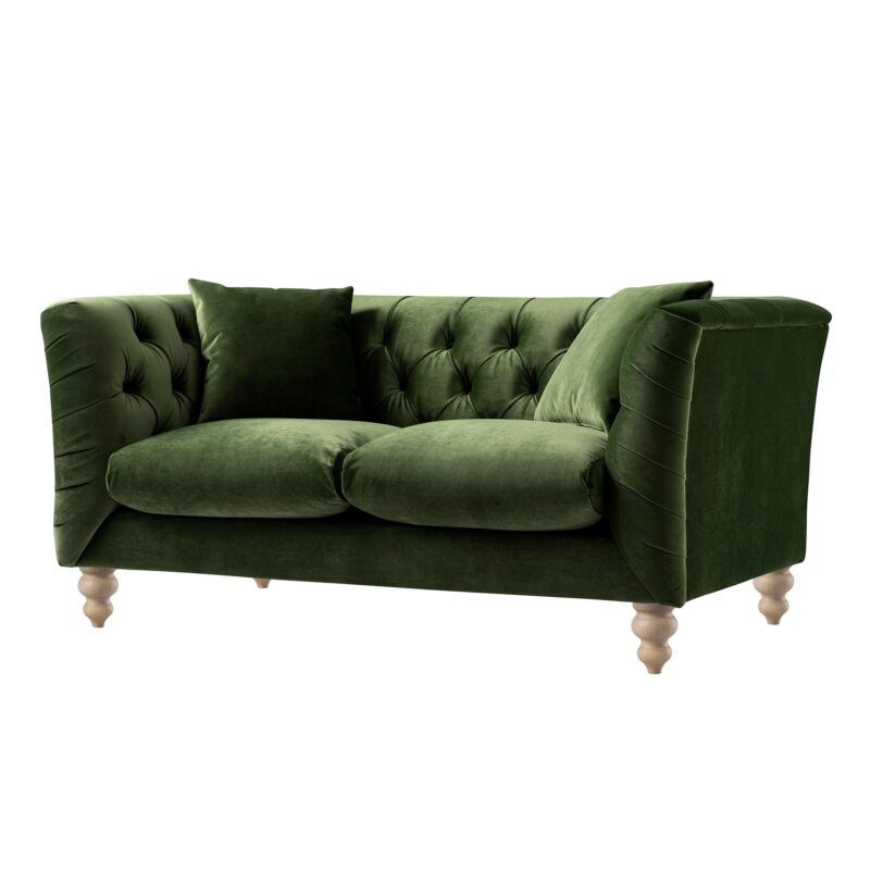 Ashby Chesterfield 2-Seater Sofa, Fern Green Velvet - Image 2