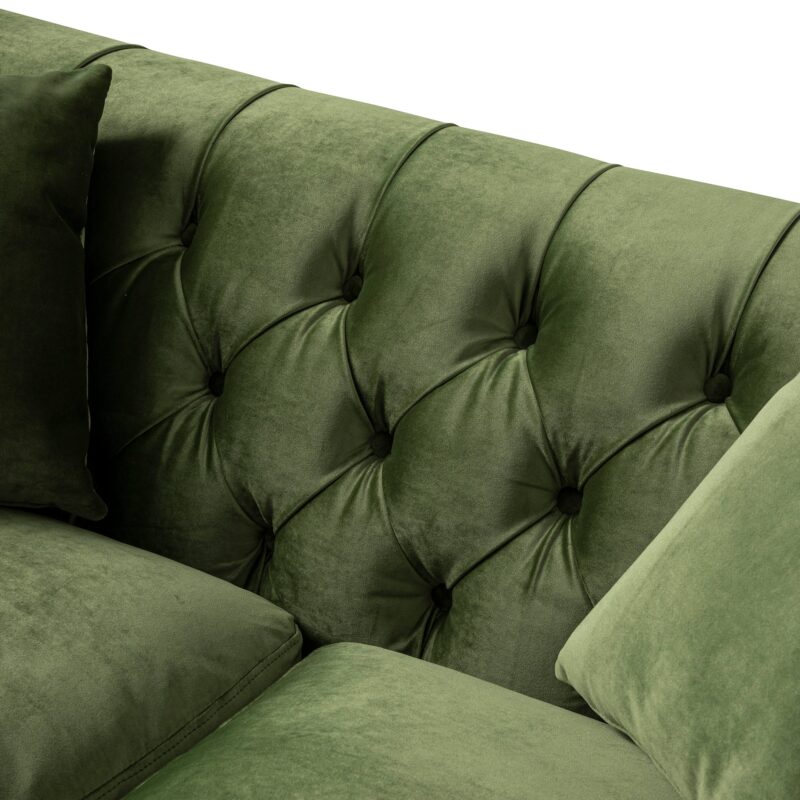 Ashby Chesterfield 2-Seater Sofa, Fern Green Velvet - Image 11