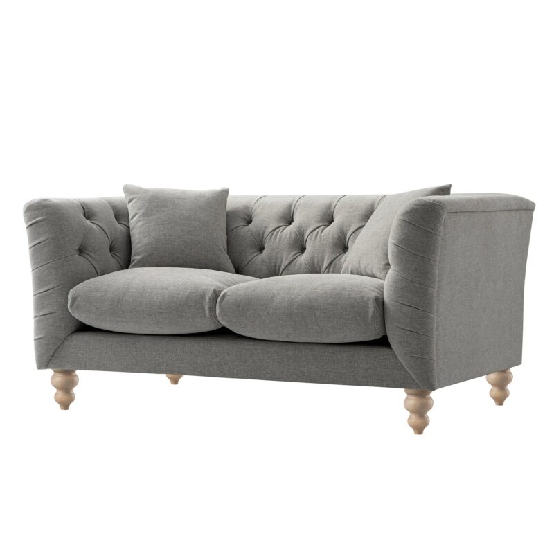 Ashby Chesterfield 2-Seater Sofa, Mist Grey Chenille - Image 2