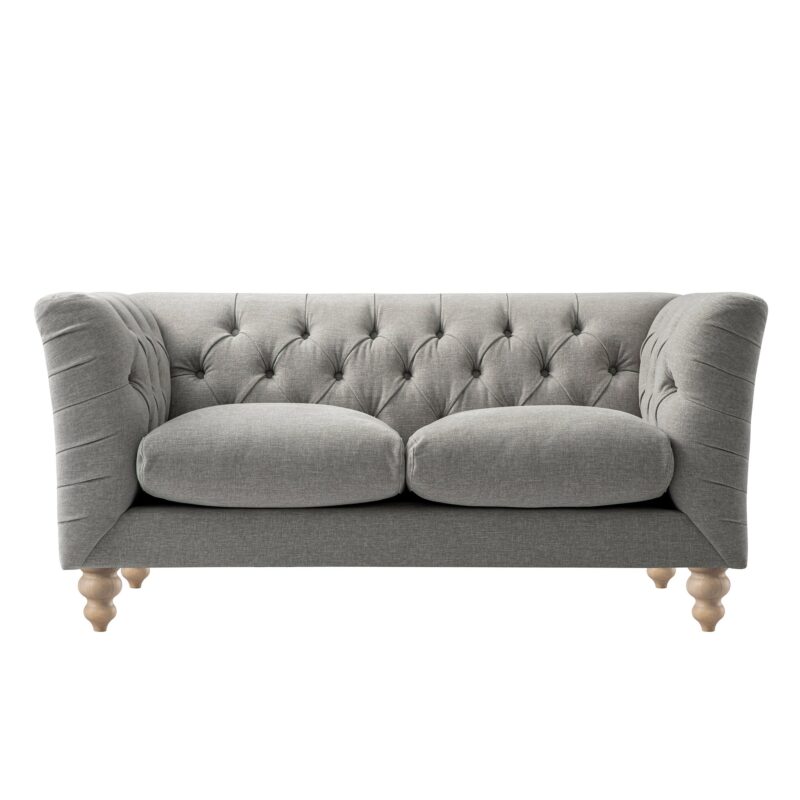 Ashby Chesterfield 2-Seater Sofa, Mist Grey Chenille - Image 4