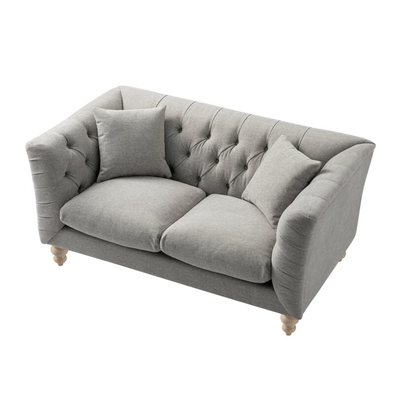 Ashby Chesterfield 2-Seater Sofa, Mist Grey Chenille - Image 5