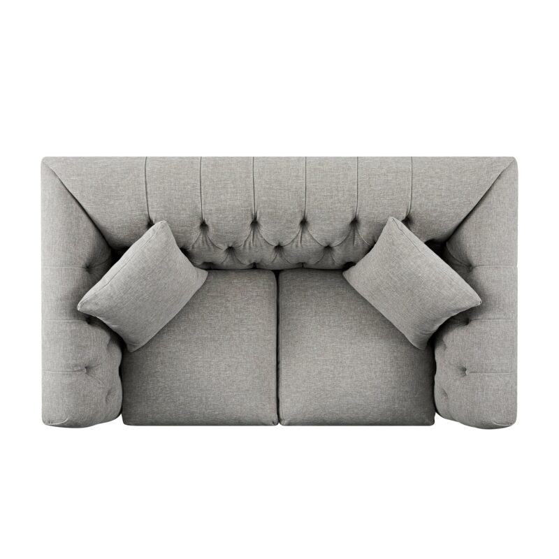 Ashby Chesterfield 2-Seater Sofa, Mist Grey Chenille - Image 6