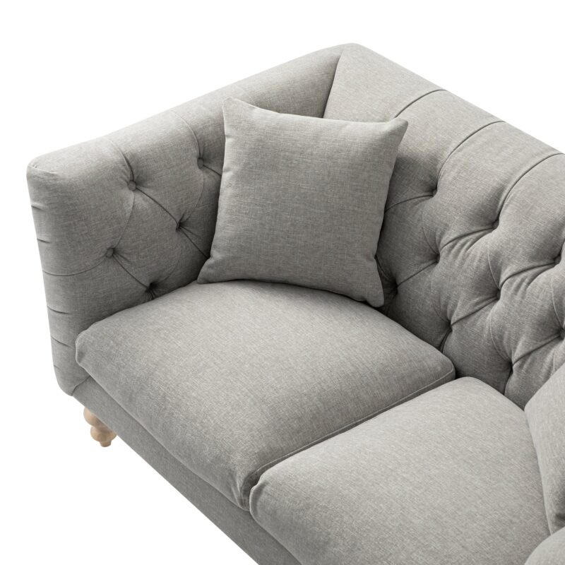 Ashby Chesterfield 2-Seater Sofa, Mist Grey Chenille - Image 9