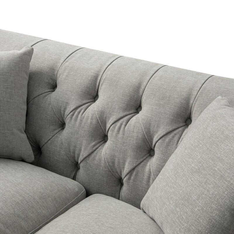 Ashby Chesterfield 2-Seater Sofa, Mist Grey Chenille - Image 10