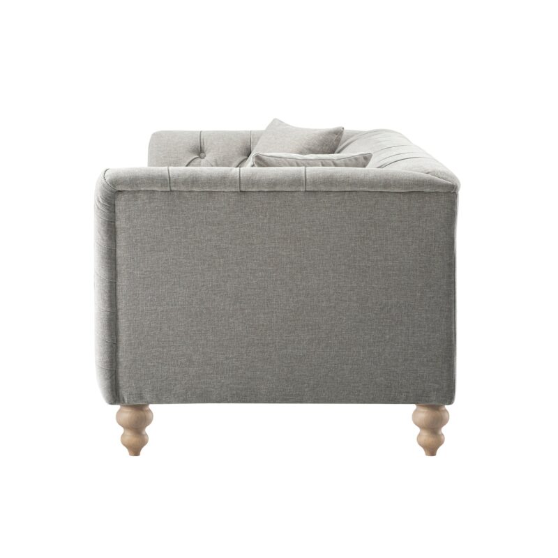 Ashby Chesterfield Large 3-Seater Sofa, Mist Grey Chenille - Image 12
