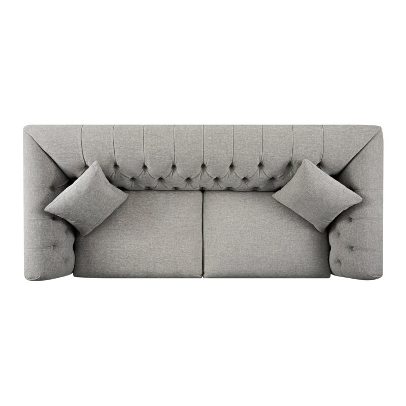 Ashby Chesterfield Large 3-Seater Sofa, Mist Grey Chenille - Image 13