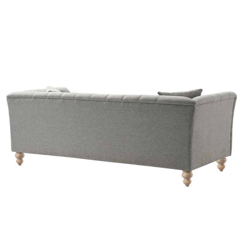 Ashby Chesterfield Large 3-Seater Sofa, Mist Grey Chenille - Image 14