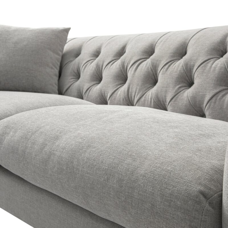 Ashby Chesterfield Large 3-Seater Sofa, Mist Grey Chenille - Image 15