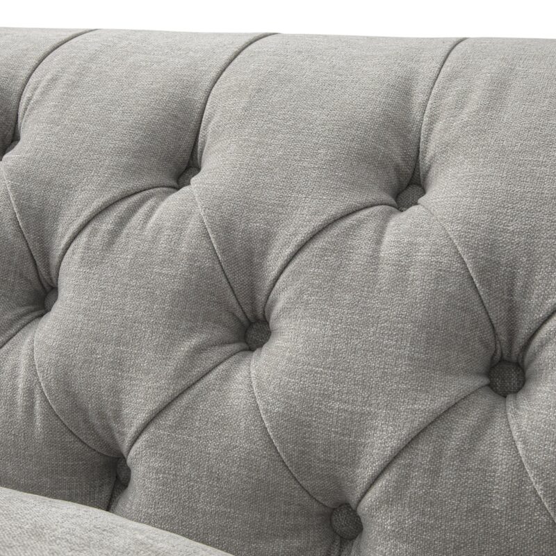 Ashby Chesterfield Large 3-Seater Sofa, Mist Grey Chenille - Image 16