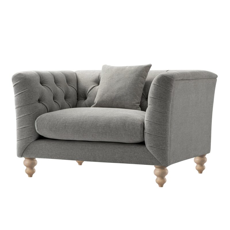 Ashby Chesterfield Loveseat, Mist Grey Chenille - Image 2