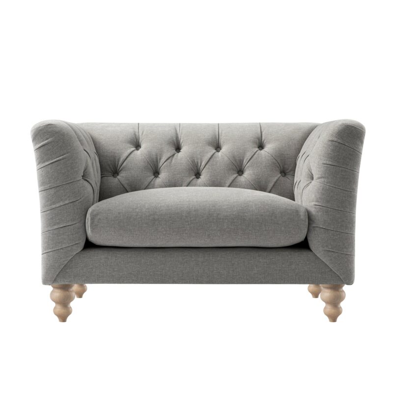 Ashby Chesterfield Loveseat, Mist Grey Chenille - Image 4