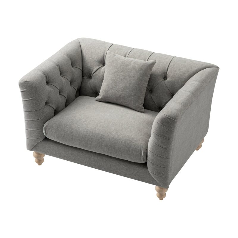 Ashby Chesterfield Loveseat, Mist Grey Chenille - Image 5